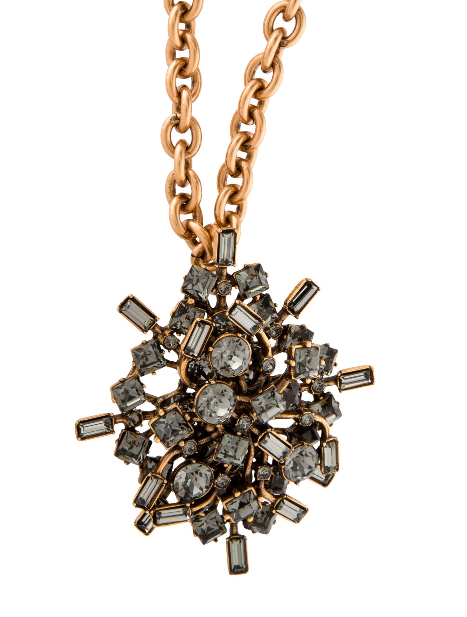 Oscar de la Renta Crystal Convertible Brooch Pendant Necklace