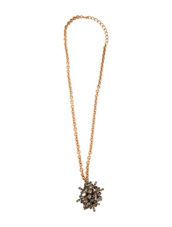 Oscar de la Renta Crystal Convertible Brooch Pendant Necklace