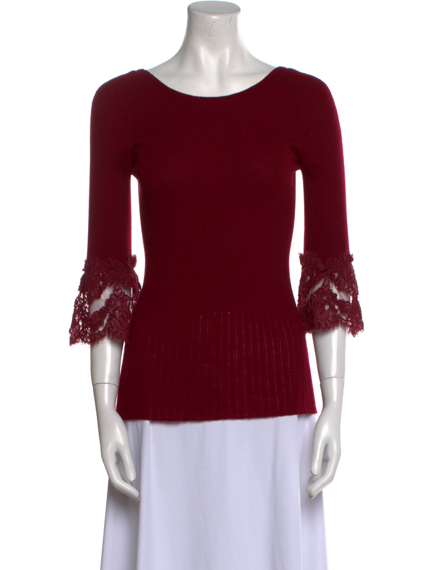 Oscar de la Renta Merino Wool Scoop Neck Top