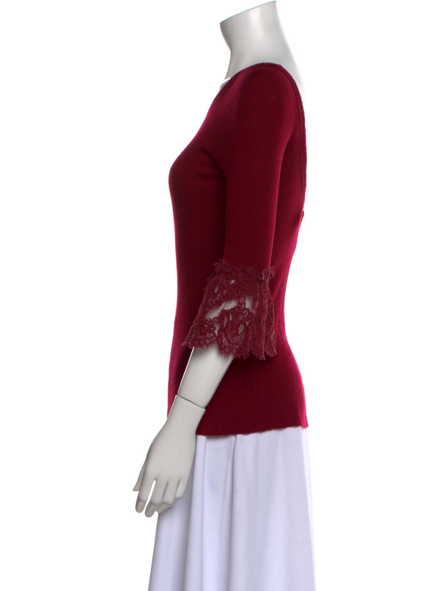 Oscar de la Renta Merino Wool Scoop Neck Top