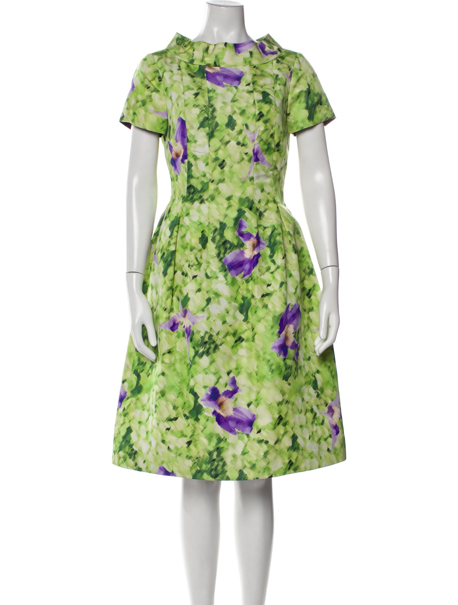 Oscar de la Renta Floral Print Knee-Length Dress