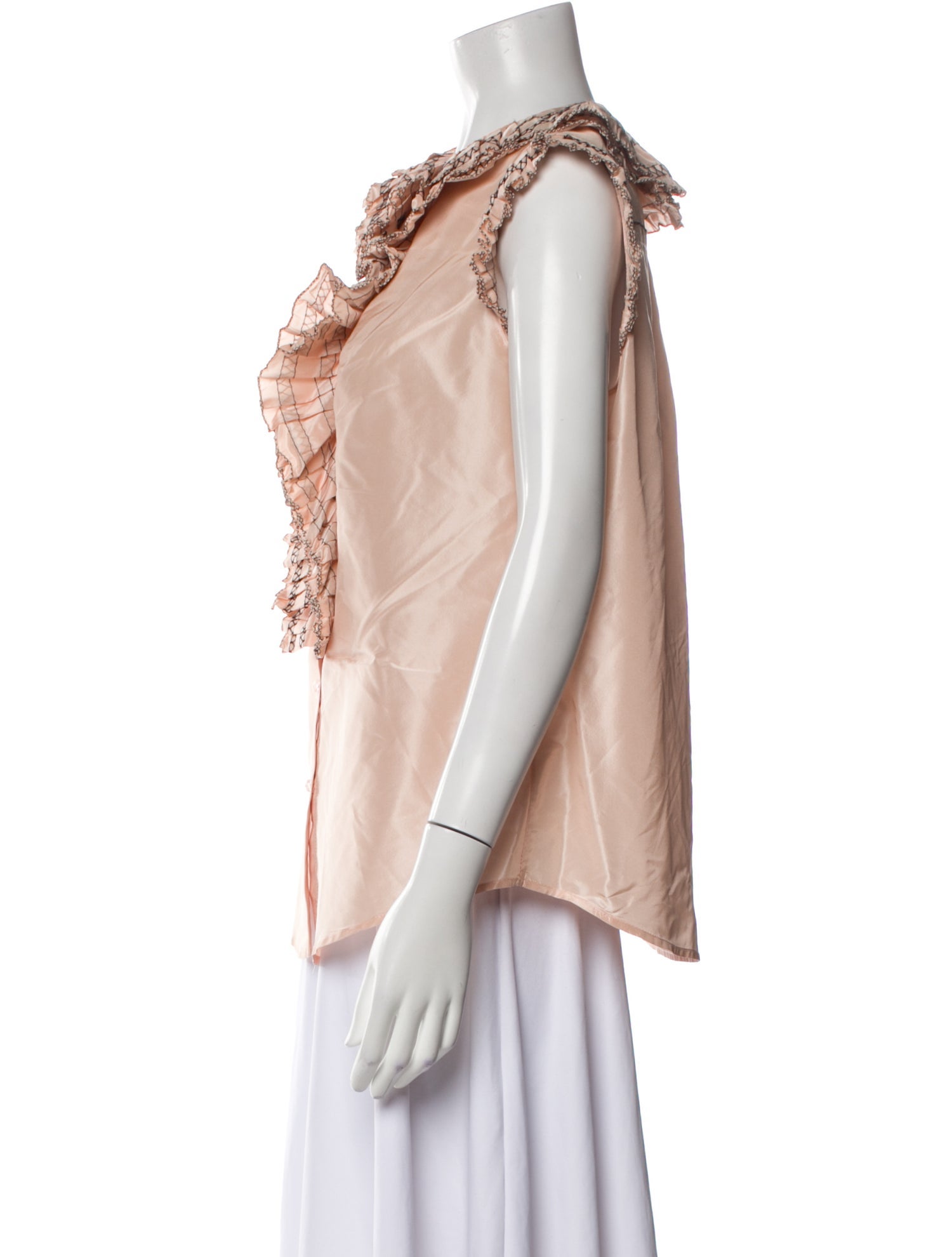 Oscar de la Renta Silk V-Neck Blouse