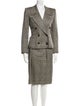 Oscar de la Renta Wool Plaid Print Skirt Suit