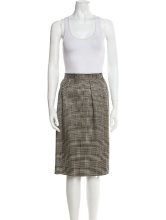 Oscar de la Renta Wool Plaid Print Skirt Suit