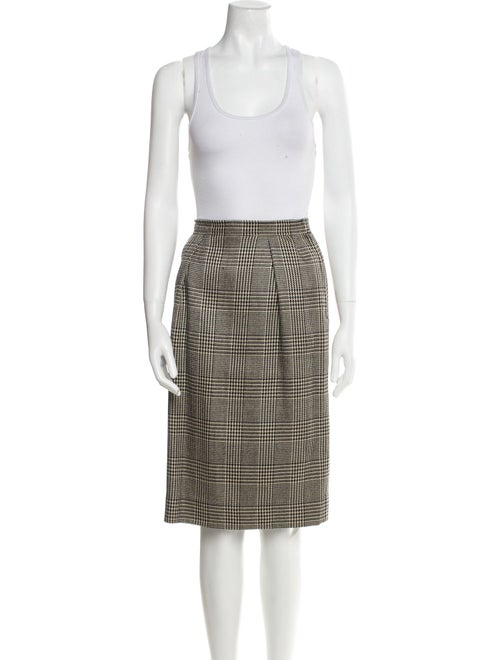 Oscar de la Renta Wool Plaid Print Skirt Suit