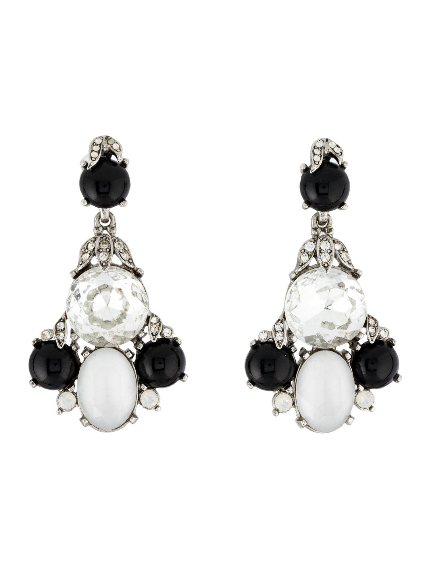 Oscar de la Renta Crystal & Resin Chandelier Earrings