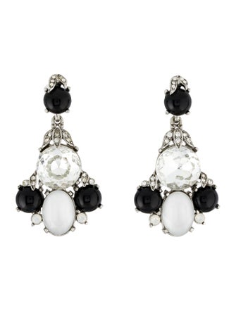 Oscar de la Renta Crystal & Resin Chandelier Earrings