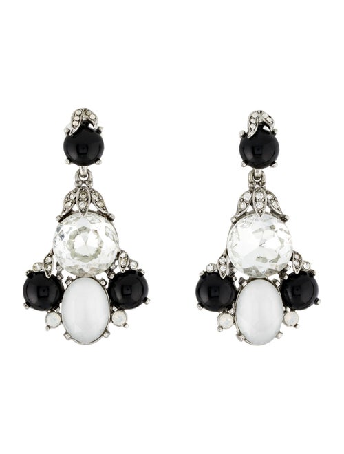 Oscar de la Renta Crystal & Resin Chandelier Earrings