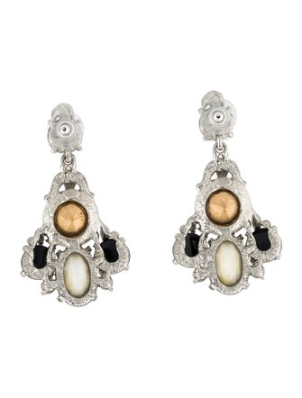 Oscar de la Renta Crystal & Resin Chandelier Earrings