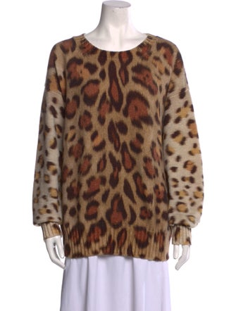 Oscar de la Renta Virgin Wool Animal Print Sweater
