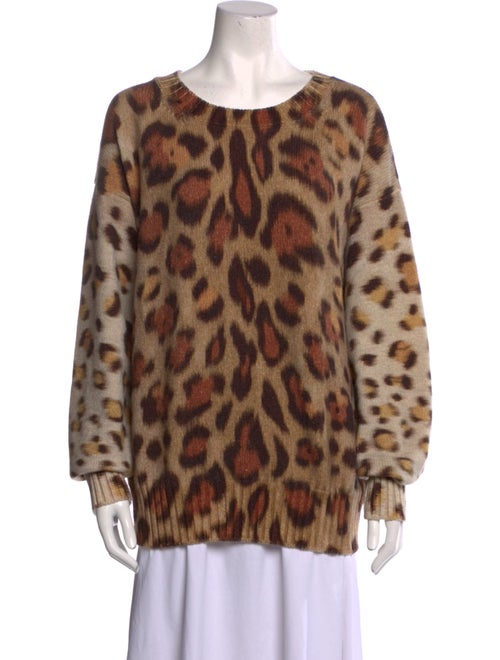 Oscar de la Renta Virgin Wool Animal Print Sweater