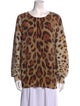 Oscar de la Renta Virgin Wool Animal Print Sweater