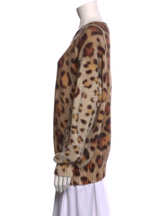 Oscar de la Renta Virgin Wool Animal Print Sweater