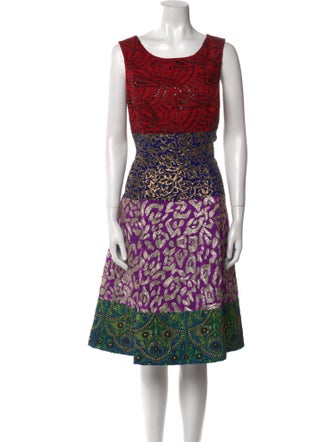Oscar de la Renta Printed Midi Length Dress