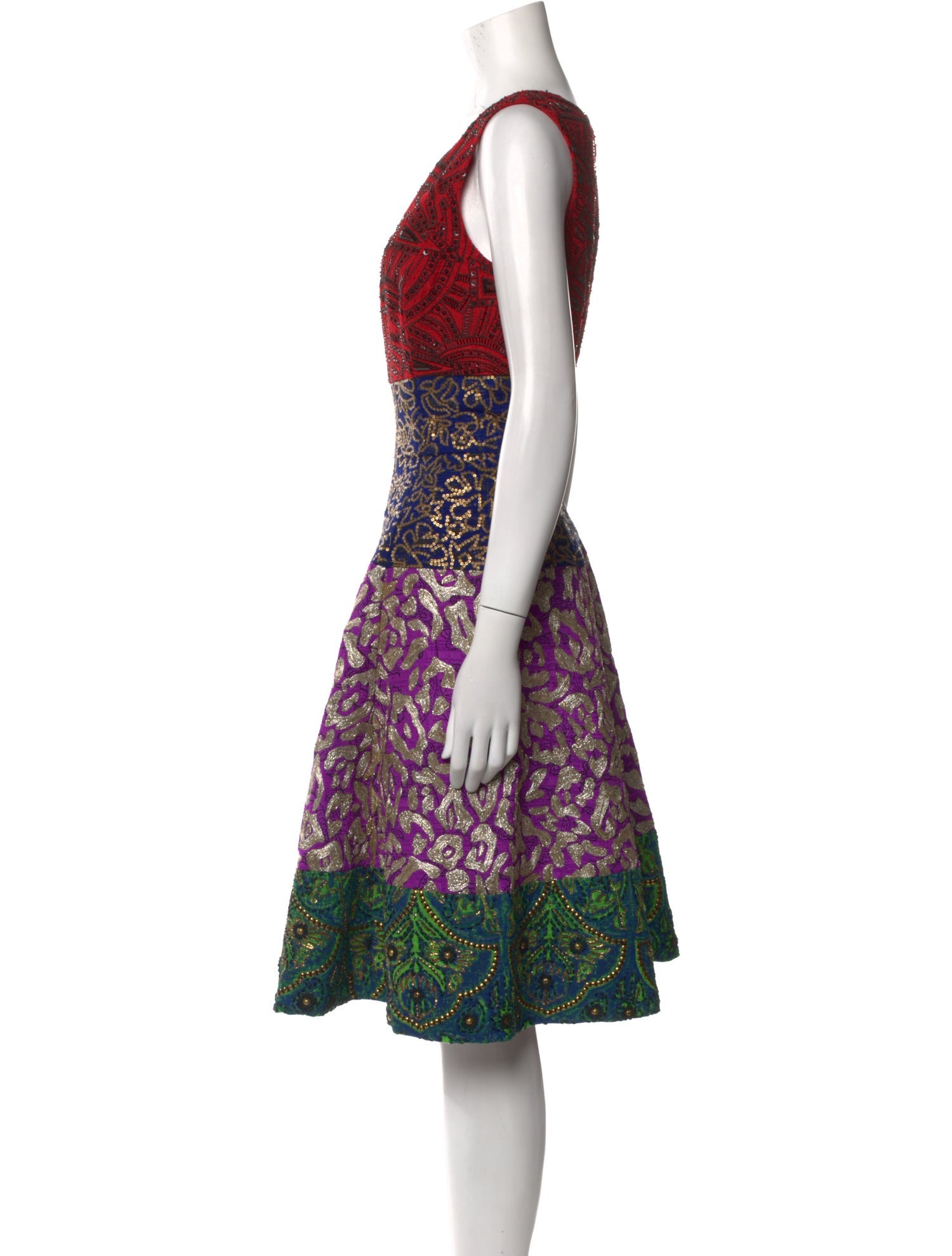 Oscar de la Renta Printed Midi Length Dress