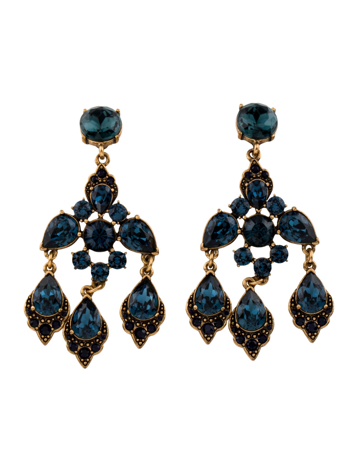 Oscar de la Renta Crystal Drop Clip-On Earrings