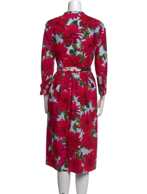 Oscar de la Renta Floral Print Midi Length Dress