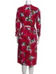 Oscar de la Renta Floral Print Midi Length Dress