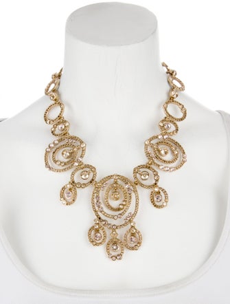 Oscar de la Renta Crystal Embellished Statement Necklace