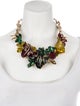 Oscar de la Renta Crystal & Lacquer Flower Statement Necklace