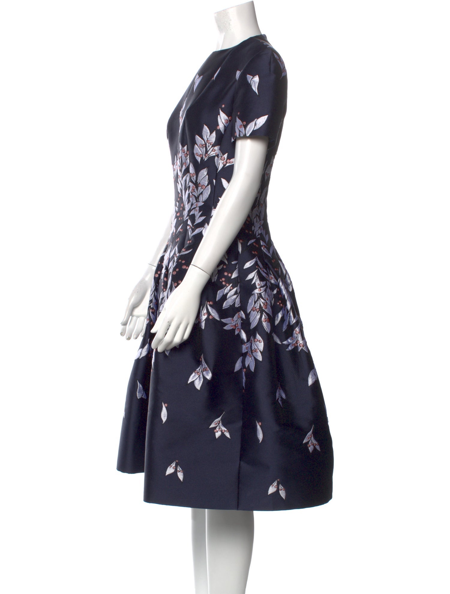 Oscar de la Renta Floral Print Midi Length Dress