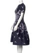 Oscar de la Renta Floral Print Midi Length Dress