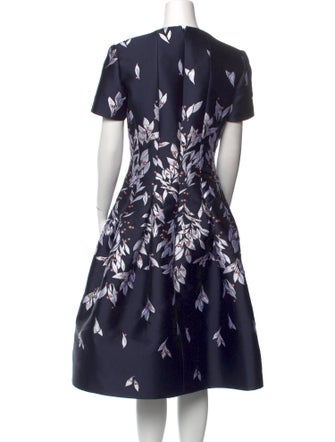 Oscar de la Renta Floral Print Midi Length Dress
