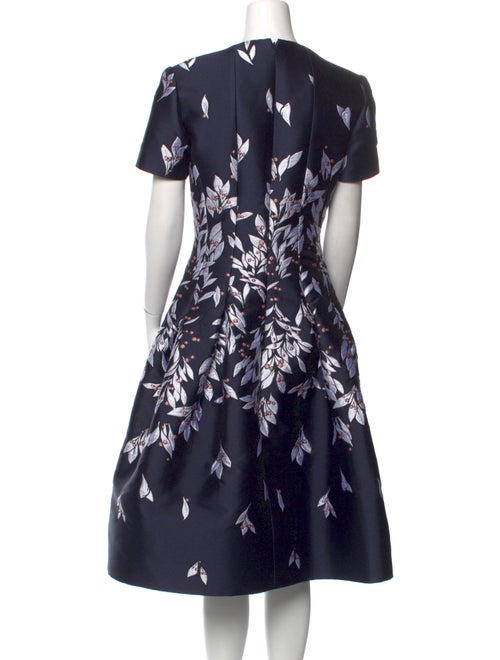 Oscar de la Renta Floral Print Midi Length Dress