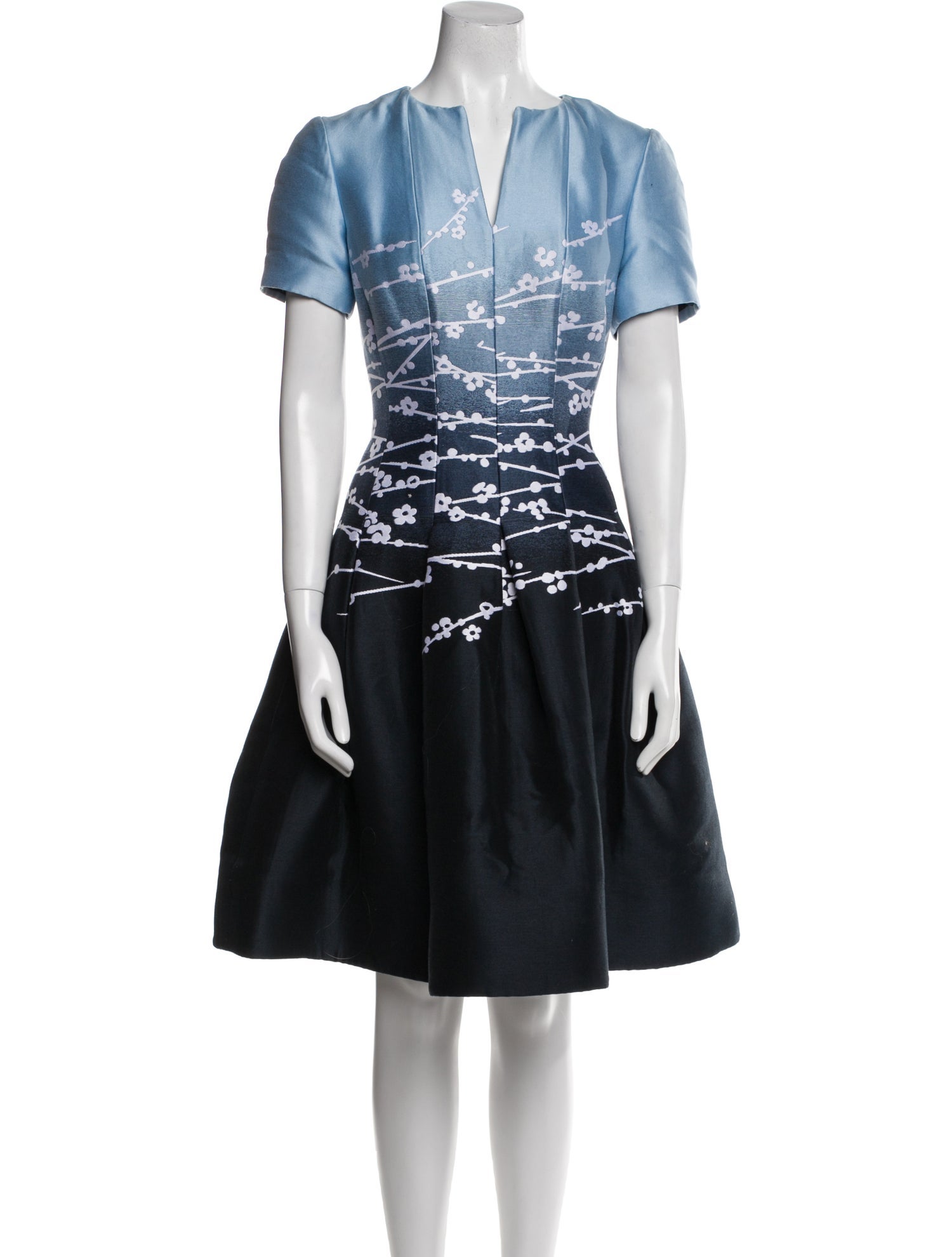 Oscar de la Renta V-Neck Knee-Length Dress