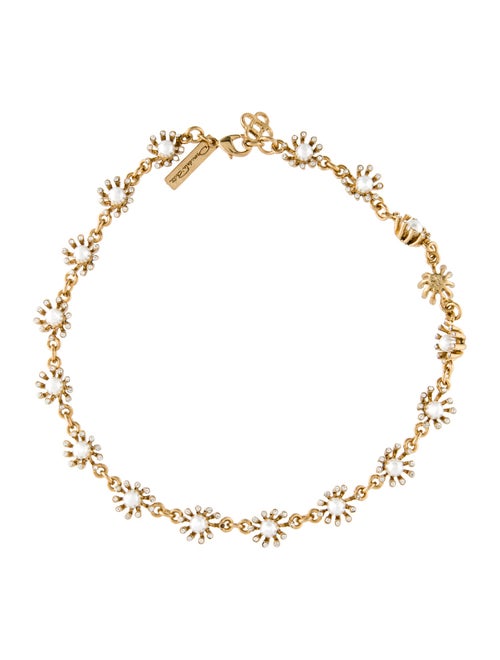 Oscar de la Renta Faux Pearl & Crystal Collar Necklace