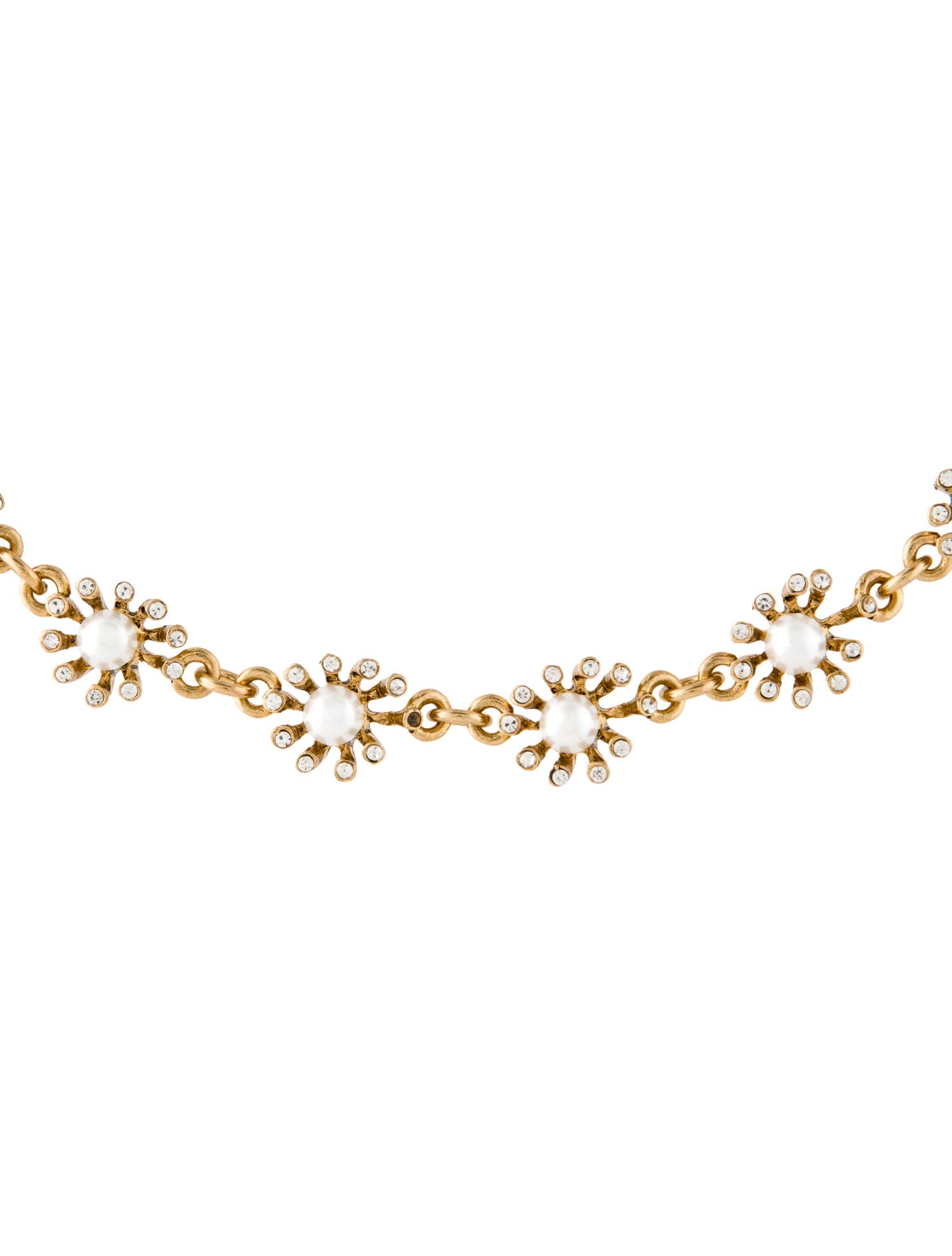 Oscar de la Renta Faux Pearl & Crystal Collar Necklace