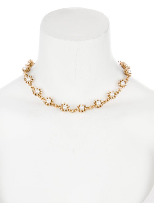 Oscar de la Renta Faux Pearl & Crystal Collar Necklace