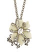 Oscar de la Renta Crystal & Enamel Flower Brooch Pendant Necklace