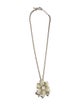 Oscar de la Renta Crystal & Enamel Flower Brooch Pendant Necklace