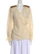 Oscar de la Renta V-Neck Long Sleeve Blouse