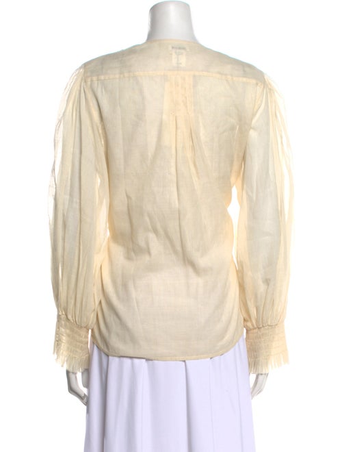 Oscar de la Renta V-Neck Long Sleeve Blouse