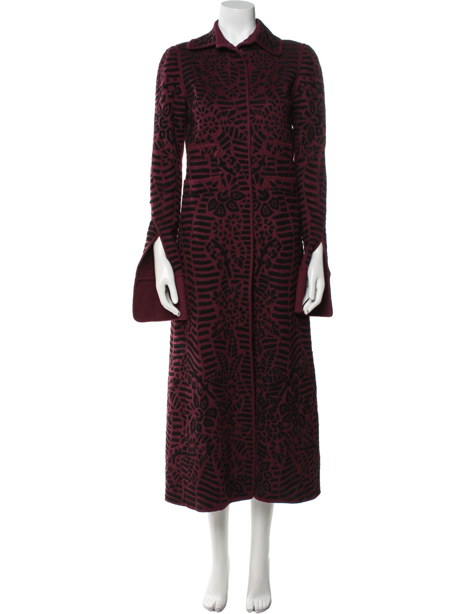 Oscar de la Renta Wool Printed Coat