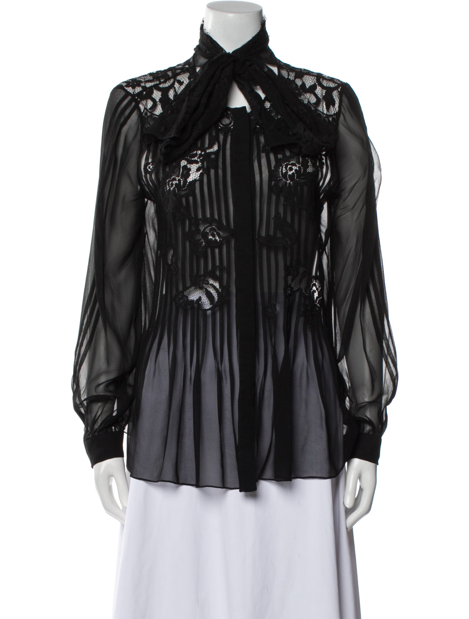 Oscar de la Renta Silk Long Sleeve Button-Up Top