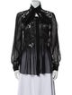 Oscar de la Renta Silk Long Sleeve Button-Up Top