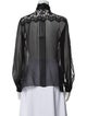Oscar de la Renta Silk Long Sleeve Button-Up Top