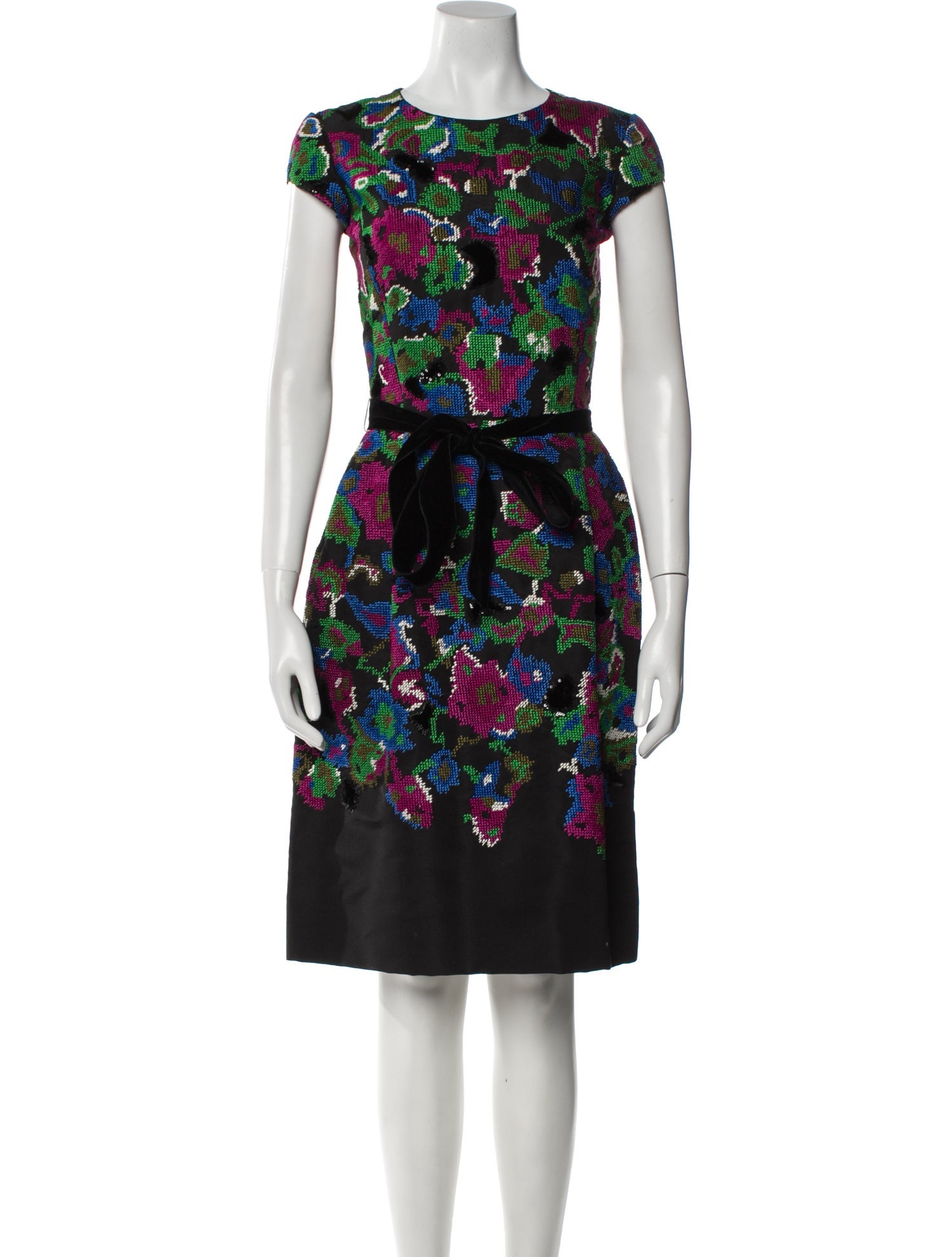 Oscar de la Renta Floral Print Knee-Length Dress
