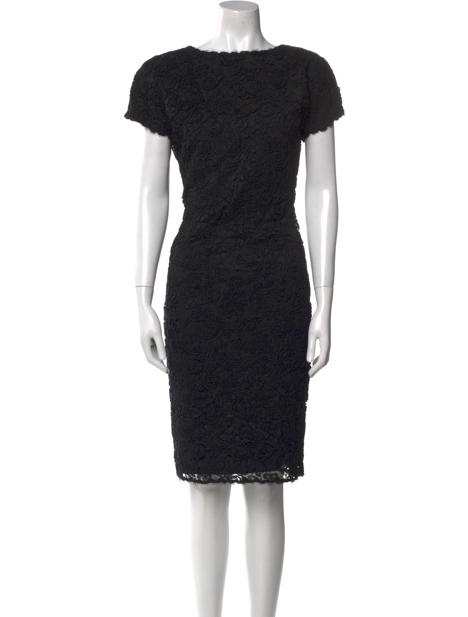 Oscar de la Renta Bateau Neckline Knee-Length Dress