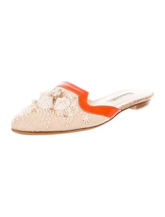 Oscar de la Renta Canvas Colorblock Pattern Mules