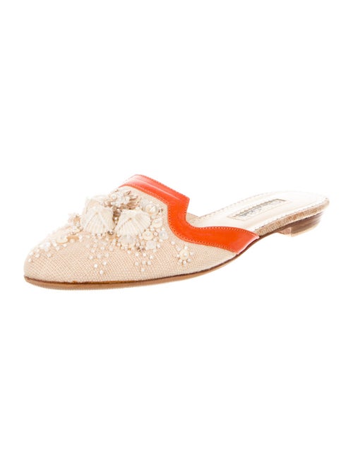 Oscar de la Renta Canvas Colorblock Pattern Mules