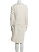 Oscar de la Renta Tweed Pattern Fringe Trim Accent Skirt Suit