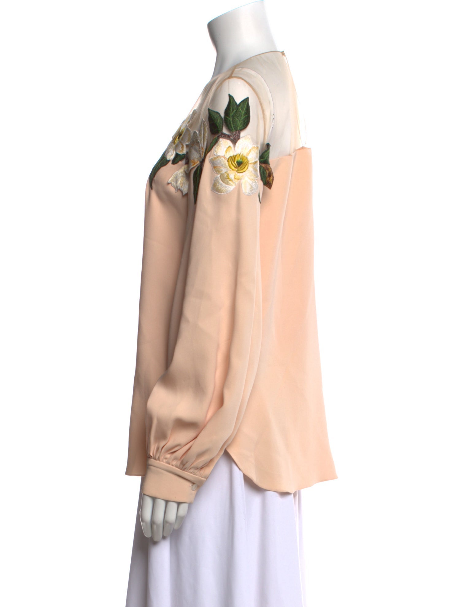 Oscar de la Renta Silk Floral Print Sweatshirt