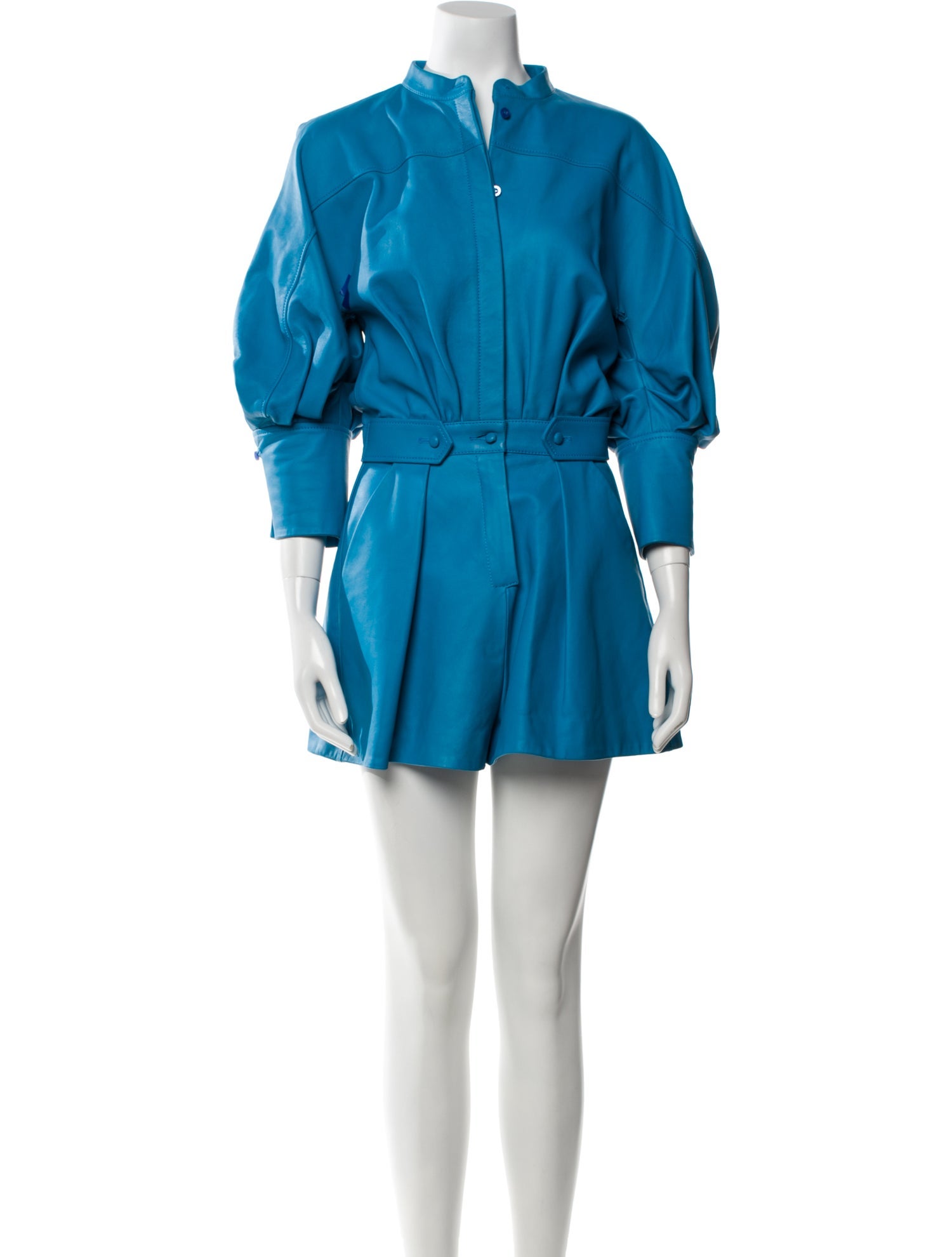 Oscar de la Renta Leather Crew Neck Romper