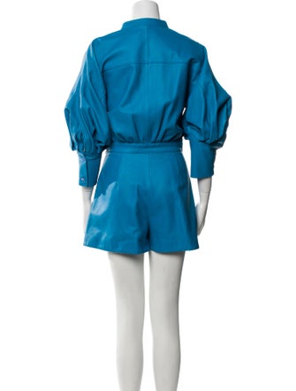 Oscar de la Renta Leather Crew Neck Romper