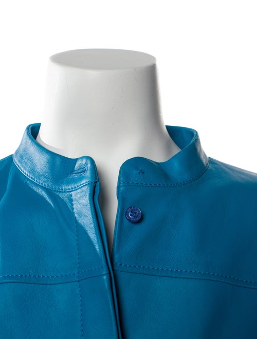 Oscar de la Renta Leather Crew Neck Romper