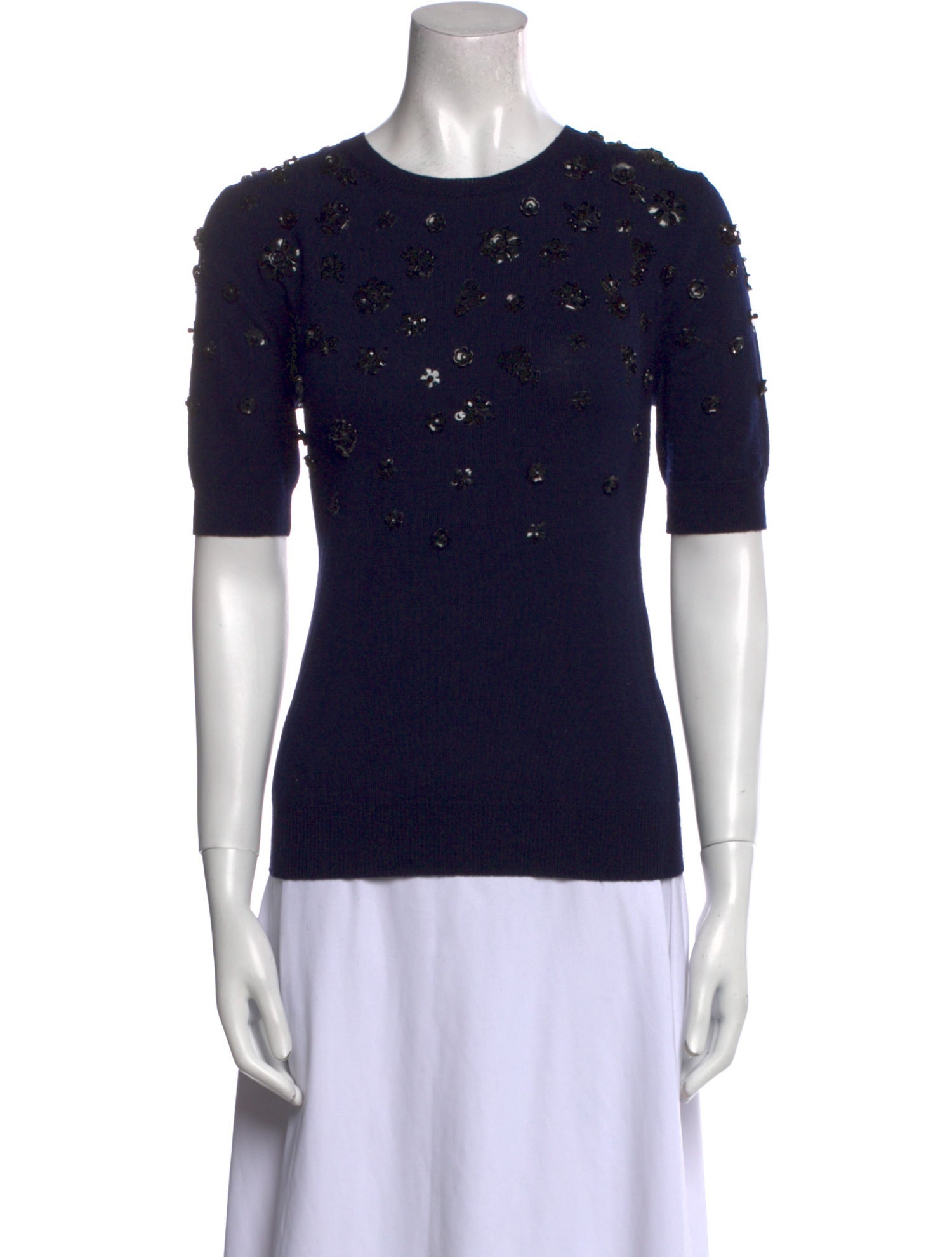 Oscar de la Renta Virgin Wool Scoop Neck Sweater